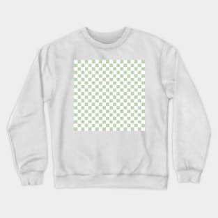 Wonky Checkerboard, White and Green Crewneck Sweatshirt